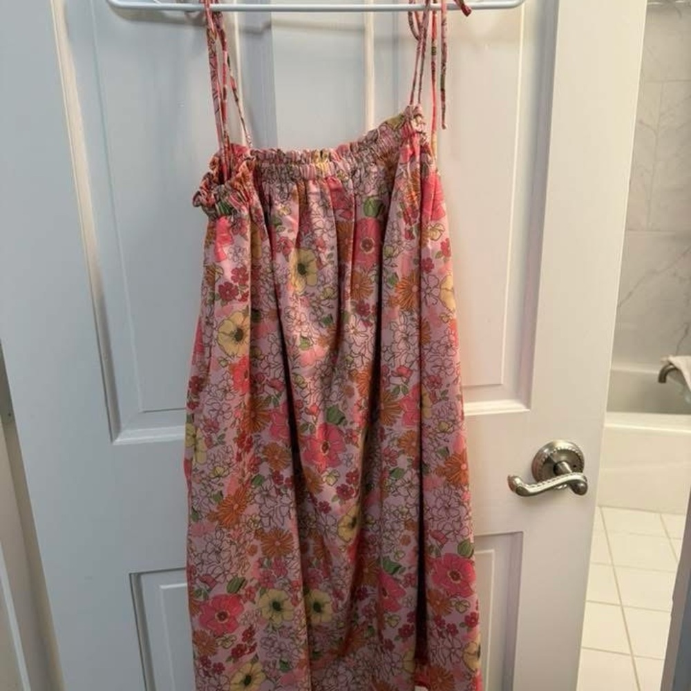 Wishlist Pink Floral Tie-Strap Midi Dress